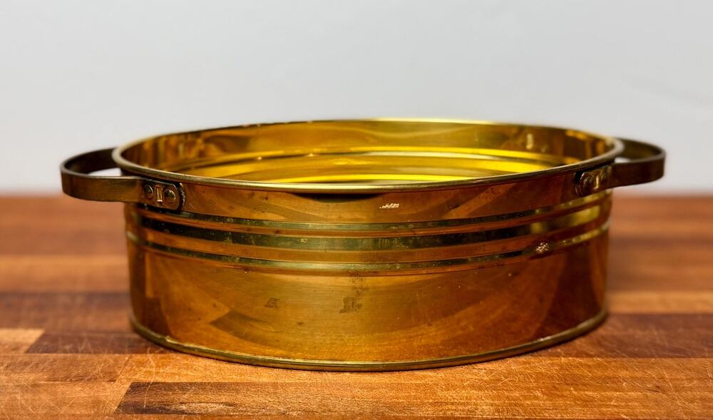 Vintage FTDA Brass Planter, Oval Dutch Mid-Century Decor (Made in Holland)